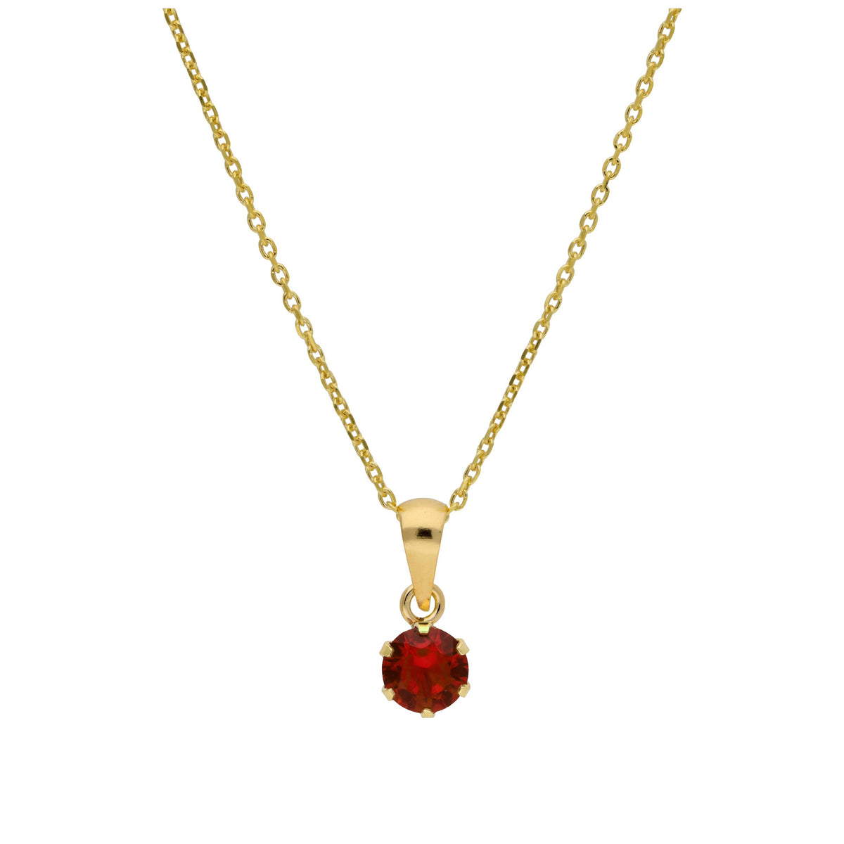 Collier en or 9 carats avec grenat rond de 5 mm et zircone cubique, 40 à 50 cm
