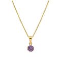 Collier en or 9 carats avec améthyste ronde de 5 mm et zircone cubique, 40 à 50 cm