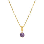 Collier en or 9 carats avec améthyste ronde de 5 mm et zircone cubique, 40 à 50 cm