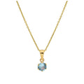 Collier en or 9 carats avec aigue-marine ronde de 5 mm et zircone cubique, 40 à 50 cm