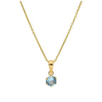 Collier en or 9 carats avec aigue-marine ronde de 5 mm et zircone cubique, 40 à 50 cm