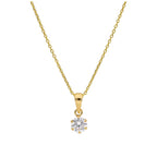 Collier en or 9 carats avec griffes rondes de 5 mm et zircones cubiques transparents, 40 à 50 cm