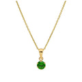 Collier en or 9 carats avec émeraude ronde de 5 mm et zircone cubique, 40 à 50 cm