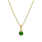Collier en or 9 carats avec émeraude ronde de 5 mm et zircone cubique, 40 à 50 cm