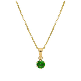 Collier en or 9 carats avec émeraude ronde de 5 mm et zircone cubique, 40 à 50 cm