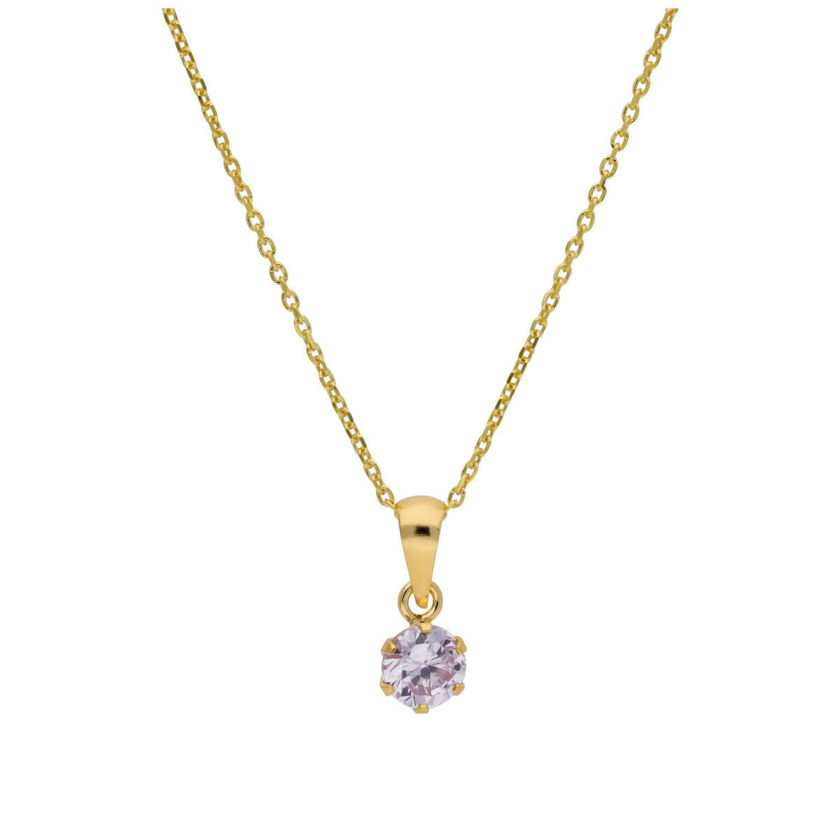 Collier en or 9 carats avec alexandrite ronde de 5 mm et zircone cubique, 40 à 50 cm