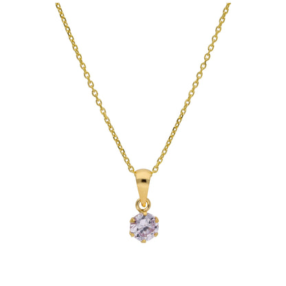 Collier en or 9 carats avec alexandrite ronde de 5 mm et zircone cubique, 40 à 50 cm
