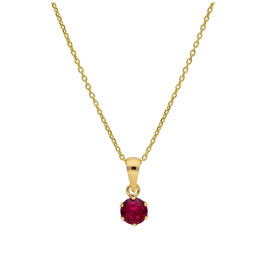 Collier en or 9 carats avec rubis et zircone cubique, 40 à 50 cm