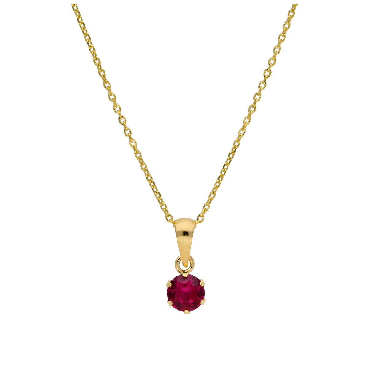 Collier en or 9 carats avec rubis et zircone cubique, 40 à 50 cm