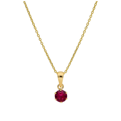 Collier en or 9 carats avec rubis et zircone cubique, 40 à 50 cm