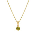 Collier en or 9 carats avec péridot rond de 5 mm et zircone cubique, 40 à 50 cm