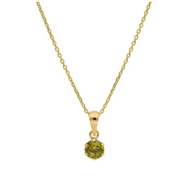 Collier en or 9 carats avec péridot rond de 5 mm et zircone cubique, 40 à 50 cm