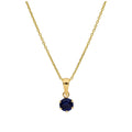 Collier en or 9 carats avec saphir rond de 5 mm et zircone cubique, 40 à 50 cm
