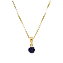 Collier en or 9 carats avec saphir rond de 5 mm et zircone cubique, 40 à 50 cm