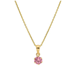 Collier en or 9 carats avec tourmaline ronde de 5 mm et zircone cubique, 40 à 50 cm