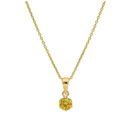 Collier en or 9 carats avec citrine ronde de 5 mm et zircone cubique, 40 à 50 cm