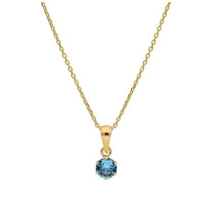 Collier en or 9 carats avec tanzanite ronde de 5 mm et zircone cubique, 40 à 50 cm