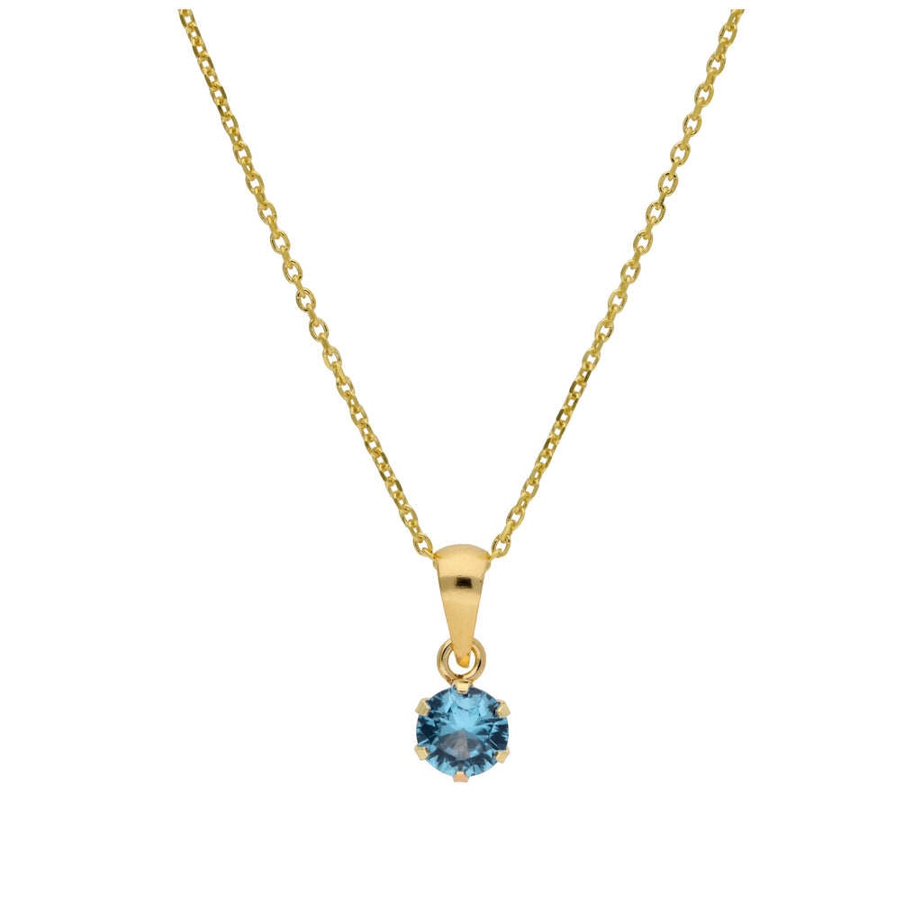 Collier en or 9 carats avec tanzanite ronde de 5 mm et zircone cubique, 40 à 50 cm
