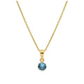 Collier en or 9 carats avec tanzanite ronde de 5 mm et zircone cubique, 40 à 50 cm