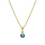Collier en or 9 carats avec tanzanite ronde de 5 mm et zircone cubique, 40 à 50 cm