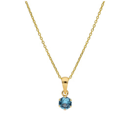 Collier en or 9 carats avec tanzanite ronde de 5 mm et zircone cubique, 40 à 50 cm