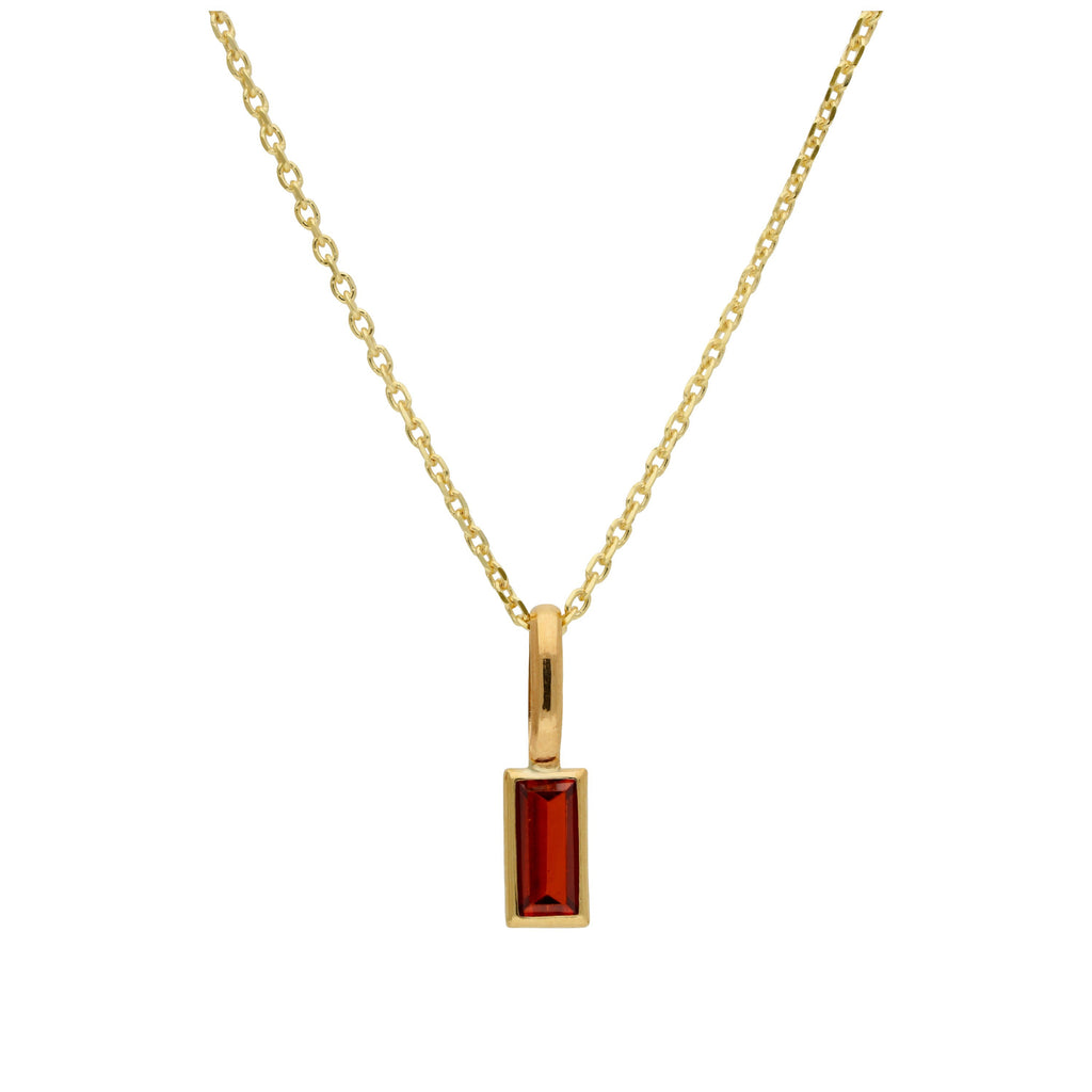 Collier en or 9 carats avec grenat baguette et zircone cubique, 40 à 50 cm