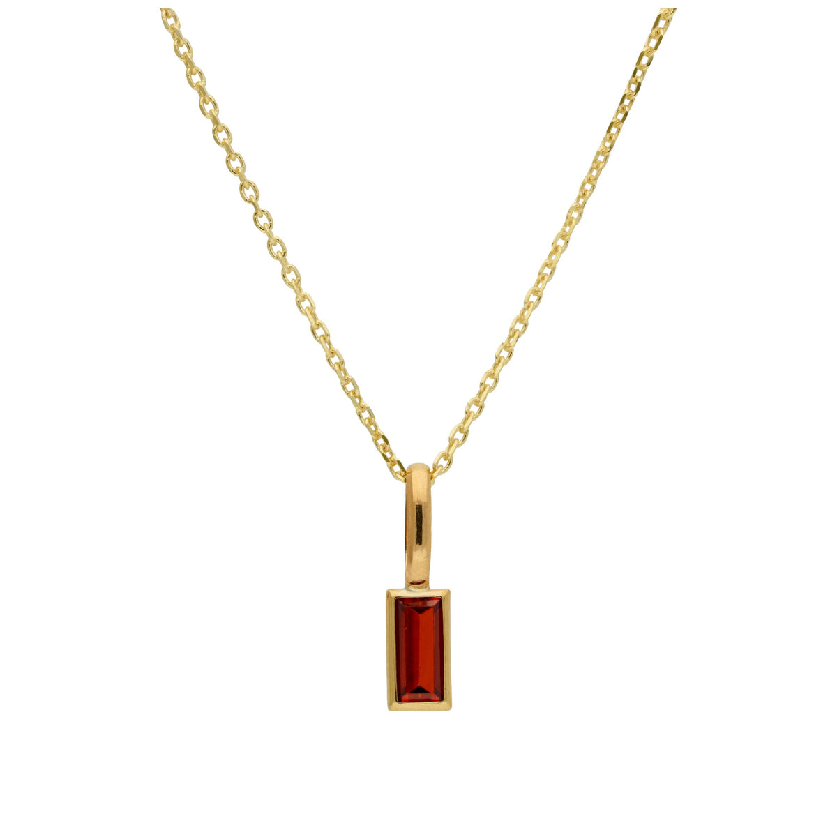 Collier en or 9 carats avec grenat baguette et zircone cubique, 40 à 50 cm