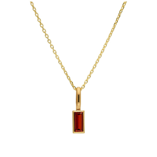 Collier en or 9 carats avec grenat baguette et zircone cubique, 40 à 50 cm