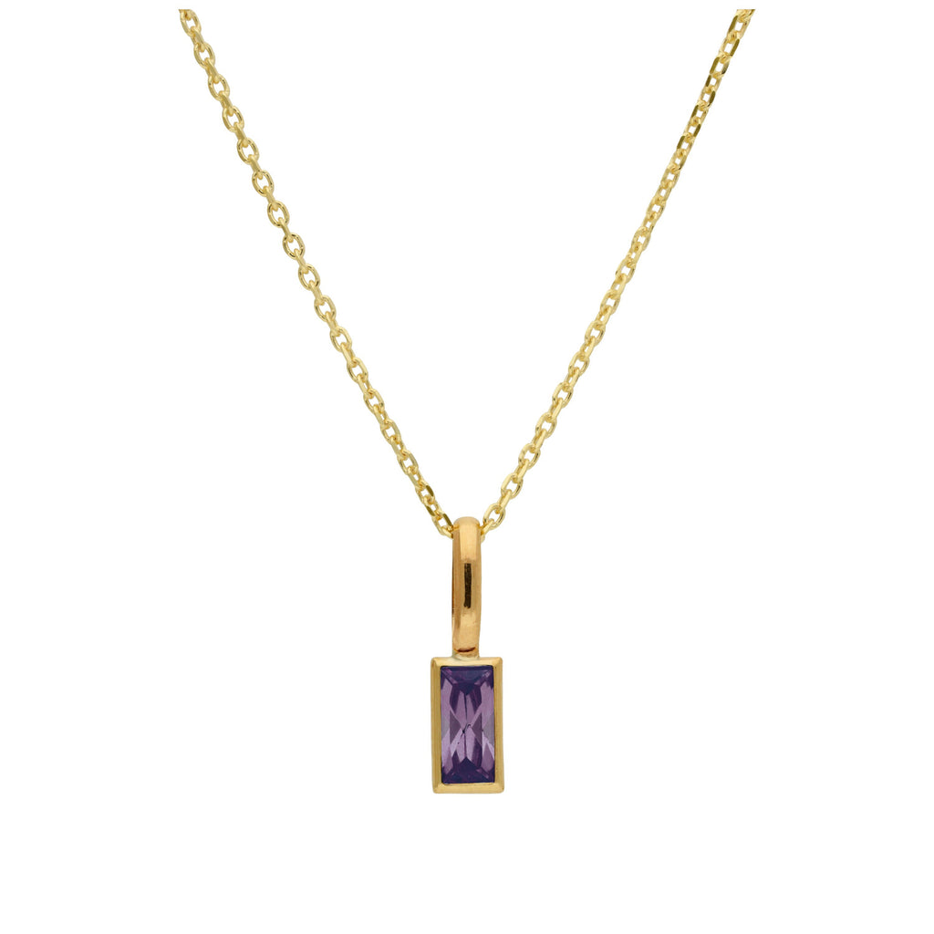 Collier en or 9 carats avec améthyste baguette et zircone cubique, 40 à 50 cm