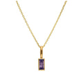 Collier en or 9 carats avec améthyste baguette et zircone cubique, 40 à 50 cm
