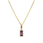 Collier en or 9 carats avec améthyste baguette et zircone cubique, 40 à 50 cm
