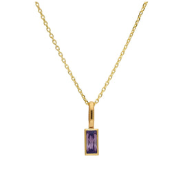Collier en or 9 carats avec améthyste baguette et zircone cubique, 40 à 50 cm