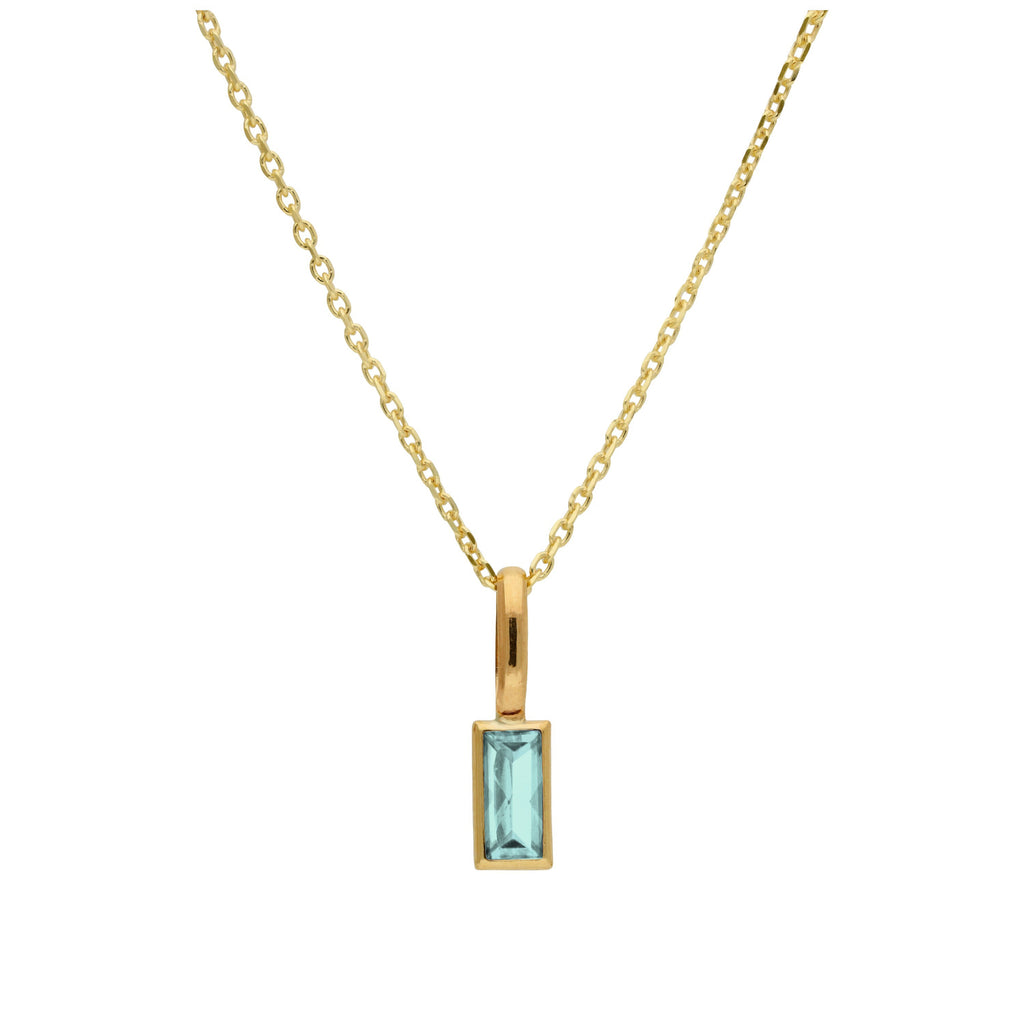 Collier en or 9 carats avec aigue-marine baguette et zircone cubique, 40 à 50 cm