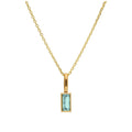 Collier en or 9 carats avec aigue-marine baguette et zircone cubique, 40 à 50 cm