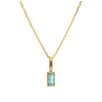 Collier en or 9 carats avec aigue-marine baguette et zircone cubique, 40 à 50 cm