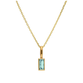 Collier en or 9 carats avec aigue-marine baguette et zircone cubique, 40 à 50 cm