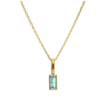 Collier en or 9 carats avec aigue-marine baguette et zircone cubique, 40 à 50 cm