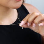 Collier en or 9 carats avec aigue-marine baguette et zircone cubique, 40 à 50 cm