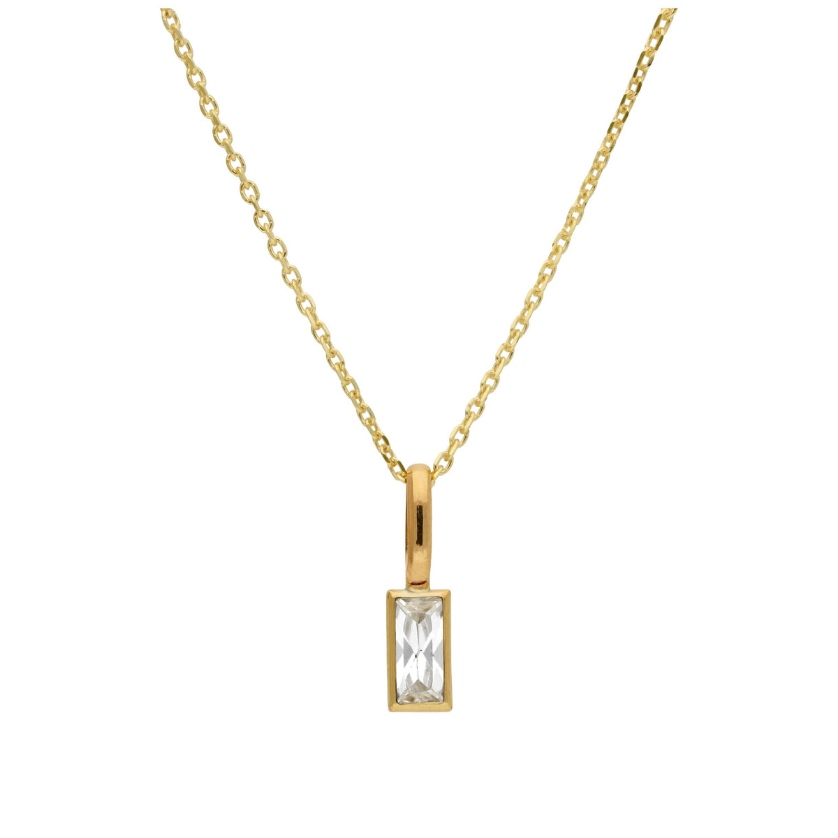 Collier en or 9 carats avec zircones cubiques transparents, taille 40 à 50 cm