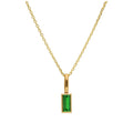 Collier en or 9 carats avec émeraude baguette et zircone cubique, 40 à 50 cm