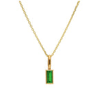 Collier en or 9 carats avec émeraude baguette et zircone cubique, 40 à 50 cm