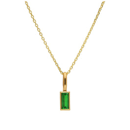 Collier en or 9 carats avec émeraude baguette et zircone cubique, 40 à 50 cm