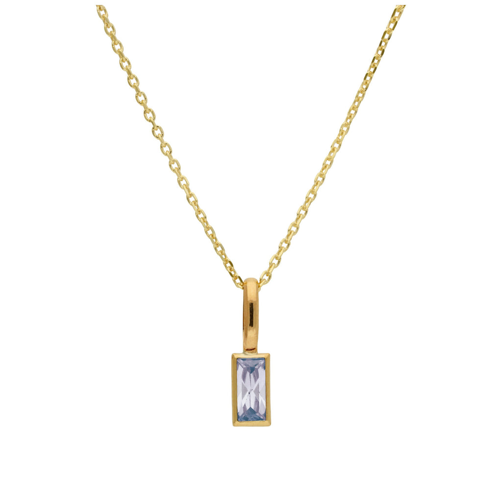 Collier en or 9 carats avec alexandrite baguette et zircone cubique, 40 à 50 cm