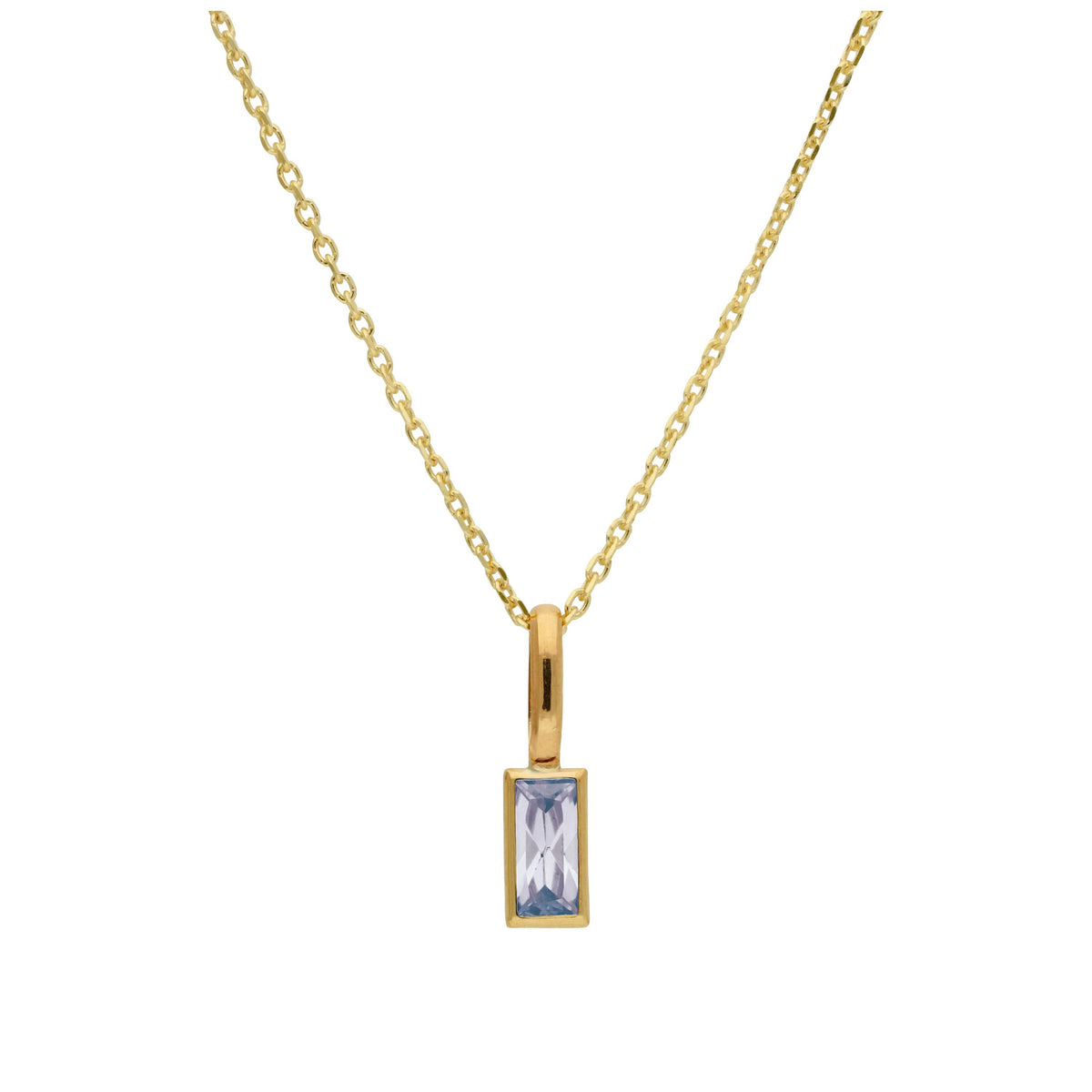 Collier en or 9 carats avec alexandrite baguette et zircone cubique, 40 à 50 cm