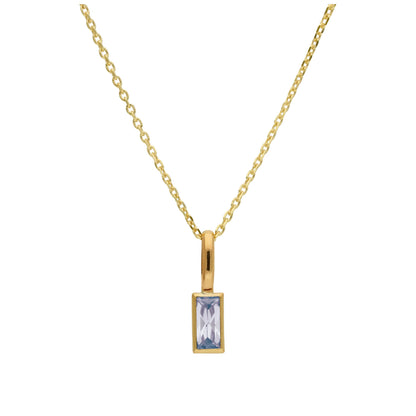 Collier en or 9 carats avec alexandrite baguette et zircone cubique, 40 à 50 cm