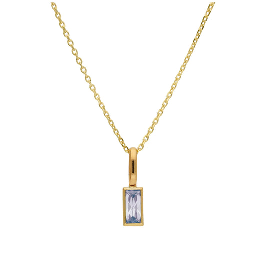 Collier en or 9 carats avec alexandrite baguette et zircone cubique, 40 à 50 cm