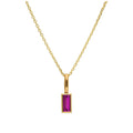 Collier en or 9 carats avec rubis baguette et zircone cubique, 40 à 50 cm