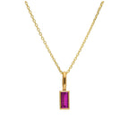 Collier en or 9 carats avec rubis baguette et zircone cubique, 40 à 50 cm