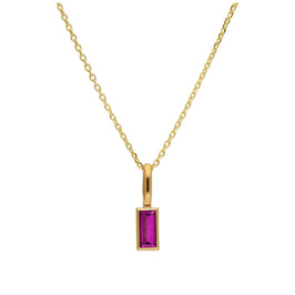 Collier en or 9 carats avec rubis baguette et zircone cubique, 40 à 50 cm