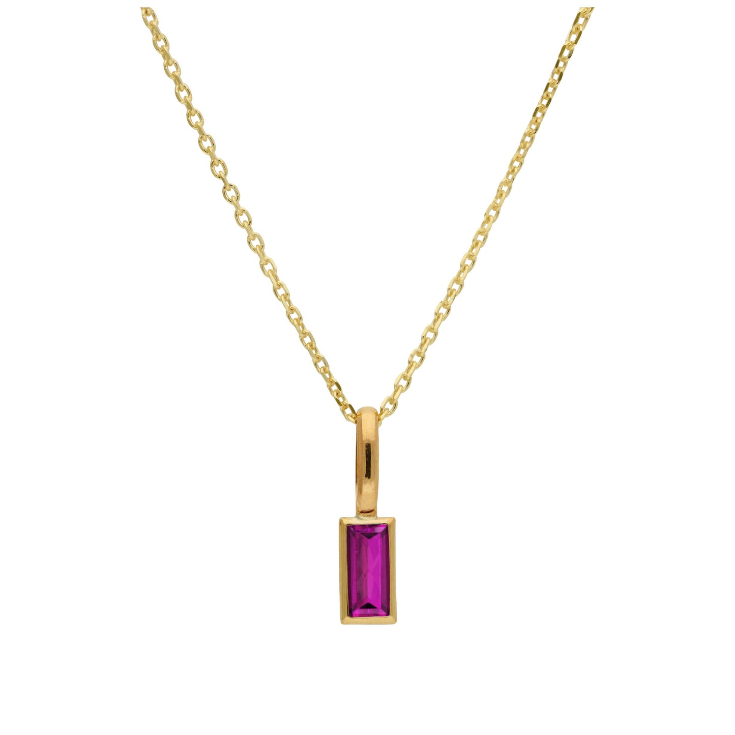 Collier en or 9 carats avec rubis baguette et zircone cubique, 40 à 50 cm